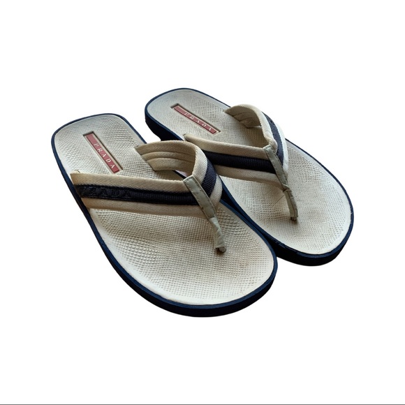 Prada White and Navy Sandals - Picture 2 of 4